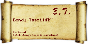 Bondy Tasziló névjegykártya